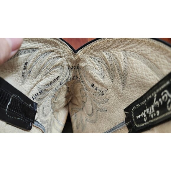 Vtg Larry Mahan Black Leather Cowboy Boots SIze 11 B, made in Texas - Picture 14 of 16